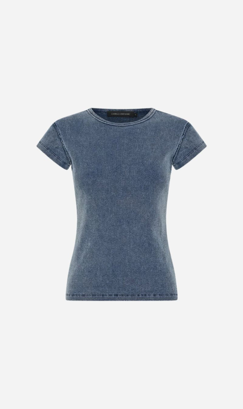 Camilla and Marc | Elara Rib Logo Tee - Classic Blue