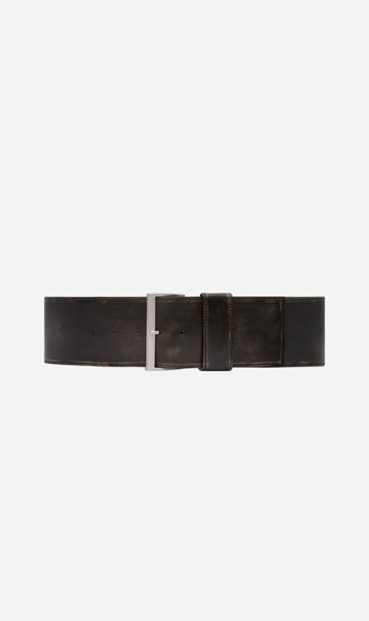 St Agni | Brushed Wide Classic Belt - Black