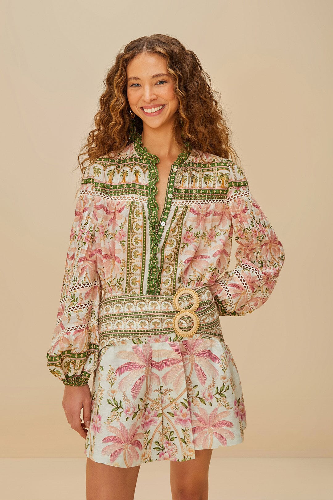 Farm Rio | Palm Dream Blouse - Off White