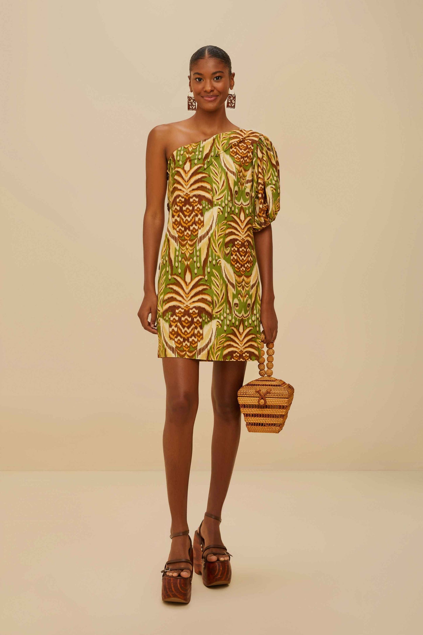 Farm Rio | Tapestry One Shoulder Mini Dress - Pineapple