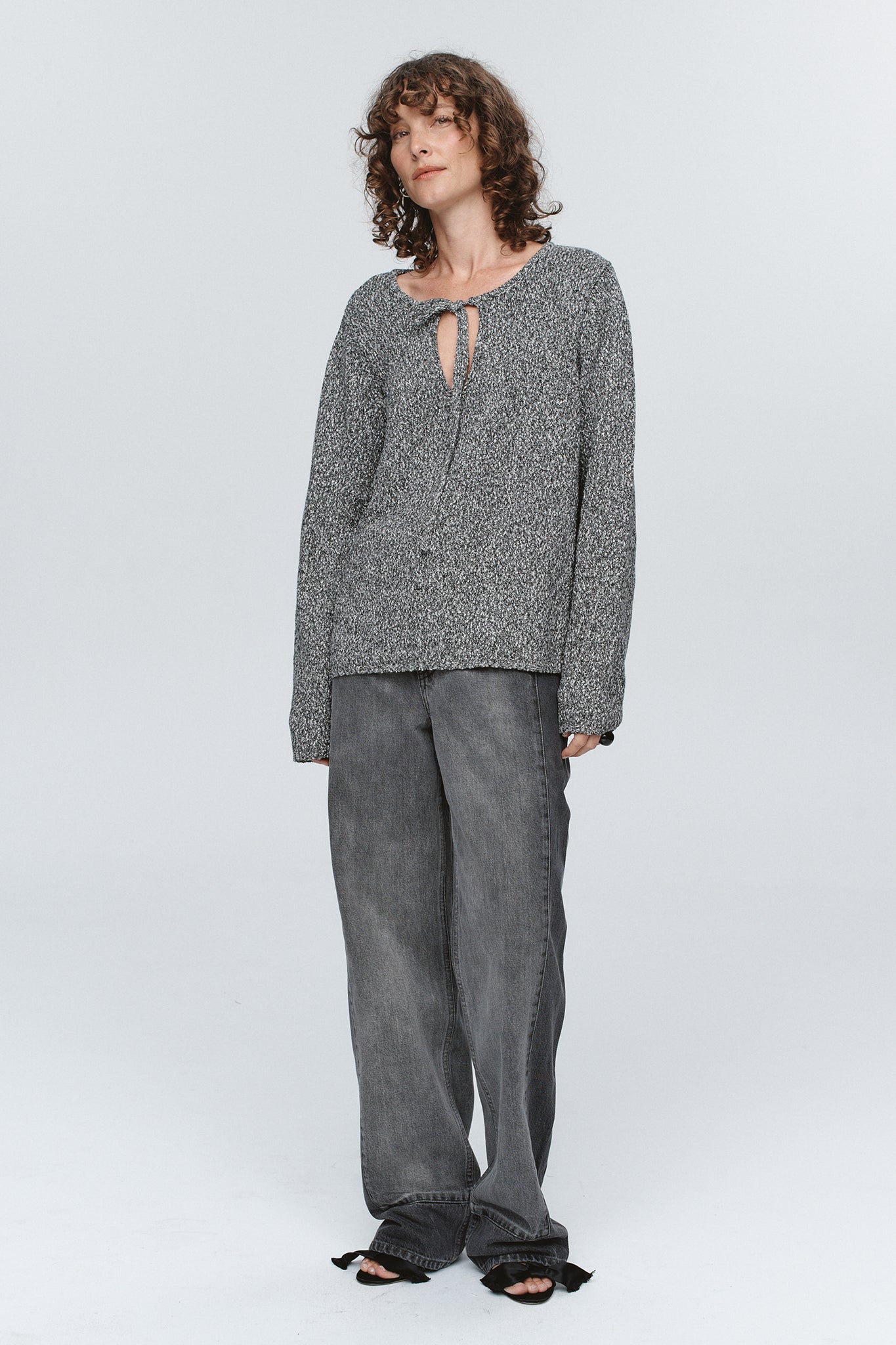 Marle | Gabrielle Jumper - Black/Ivory Melange
