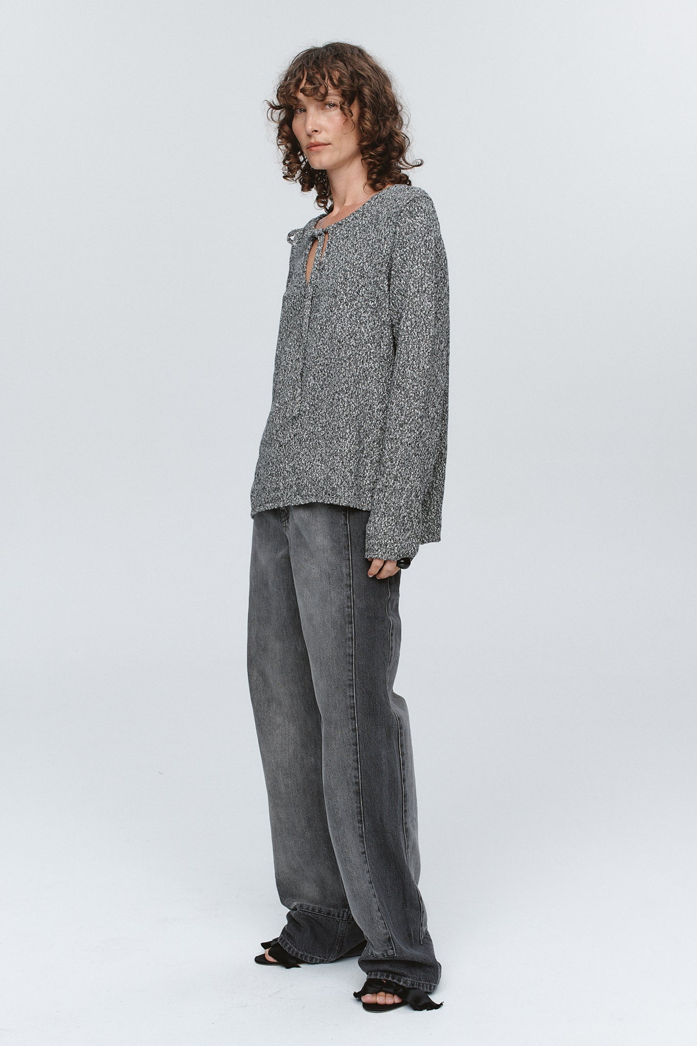 Marle | Gabrielle Jumper - Black/Ivory Melange
