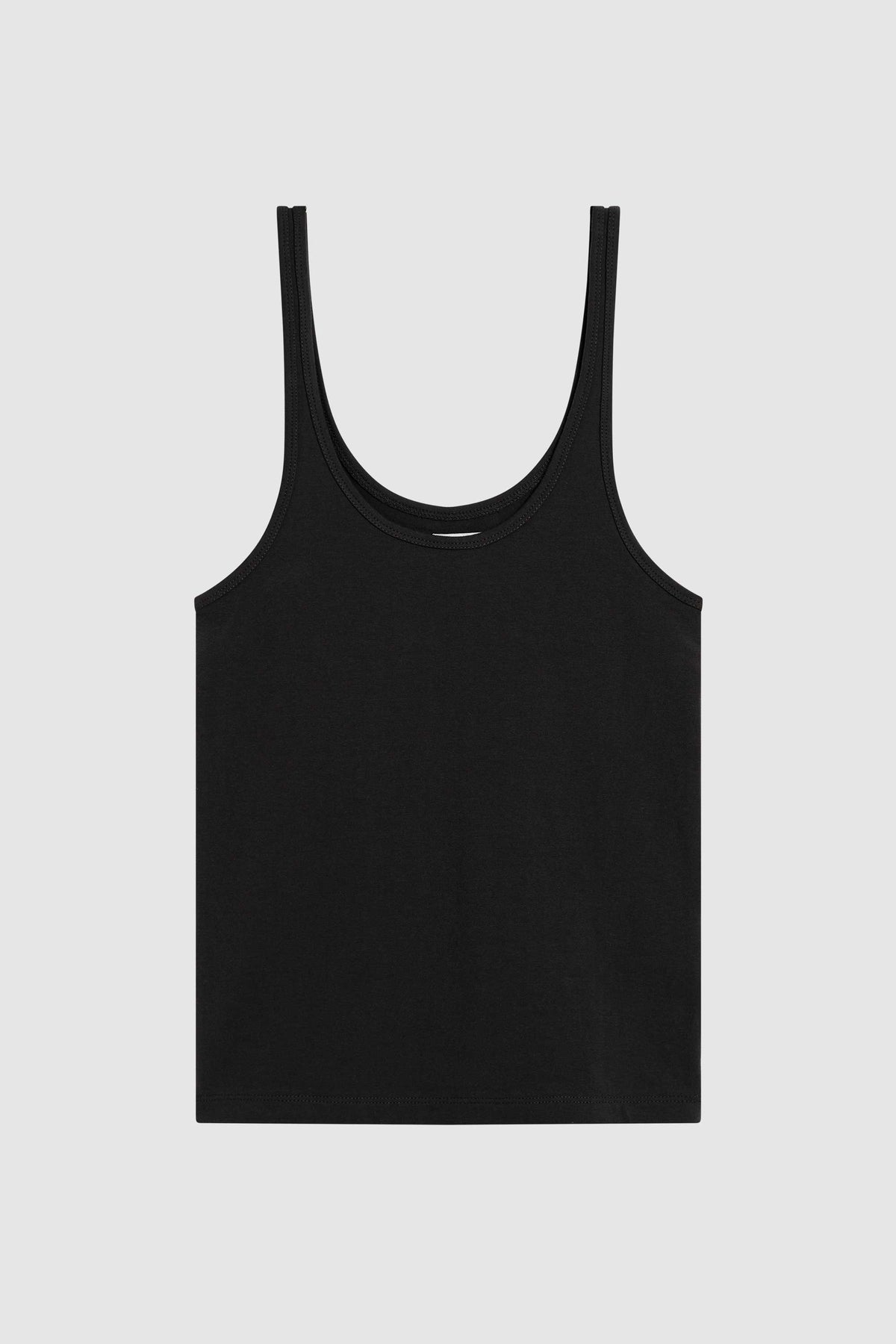 St Agni | Soft Jersey Slim Scoop Tank - Jet Black