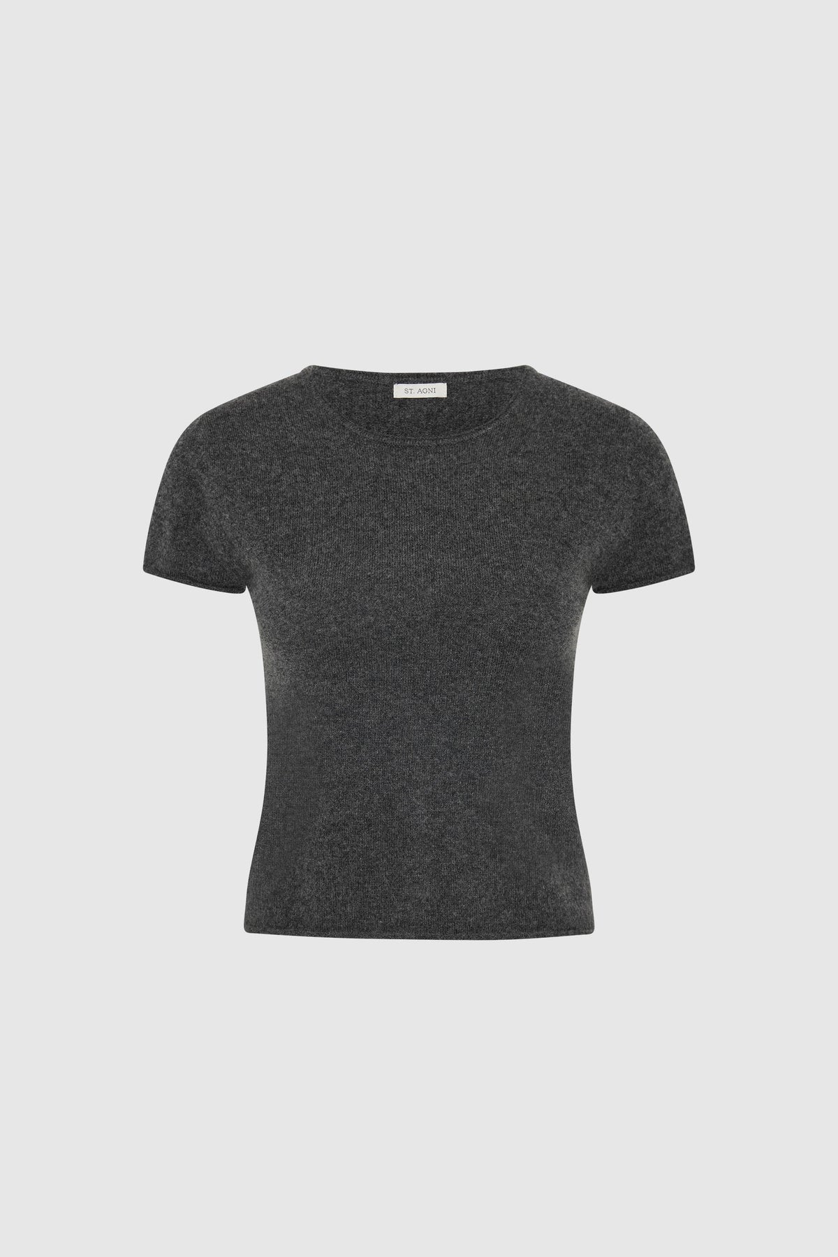 St Agni | Fine Merino Wool Baby Tee - Charcoal Melange