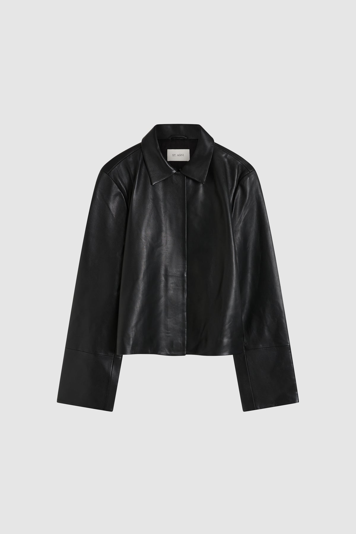 St Agni | Leather Minimal Jacket - Black