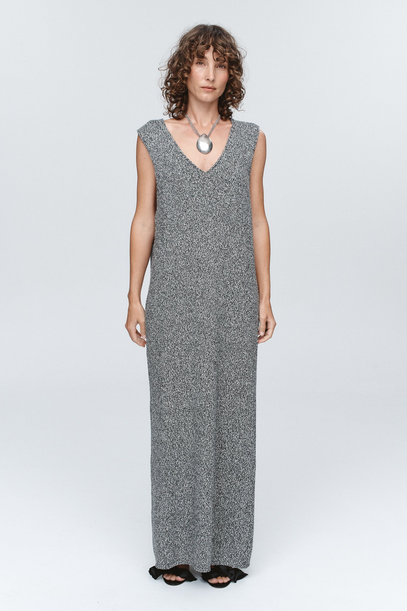 Marle | Iris Dress - Black/Ivory Melange