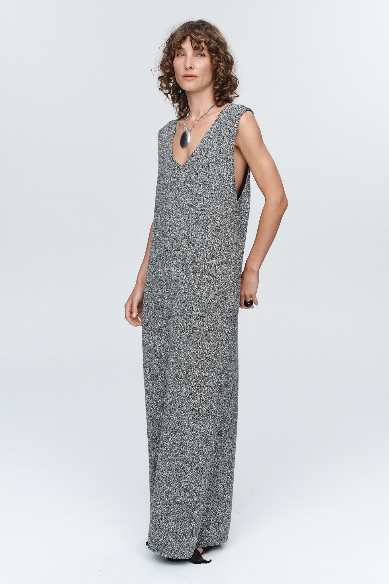 Marle | Iris Dress - Black/Ivory Melange