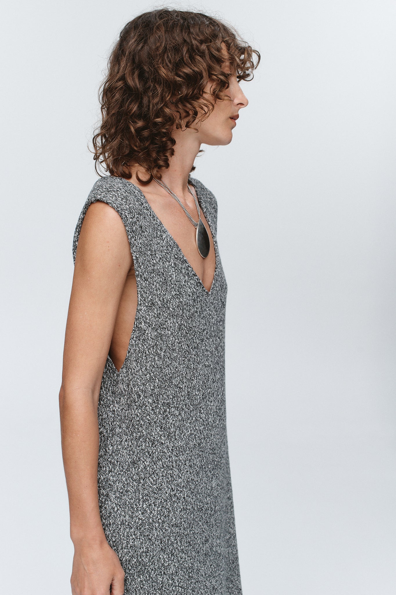 Marle | Iris Dress - Black/Ivory Melange