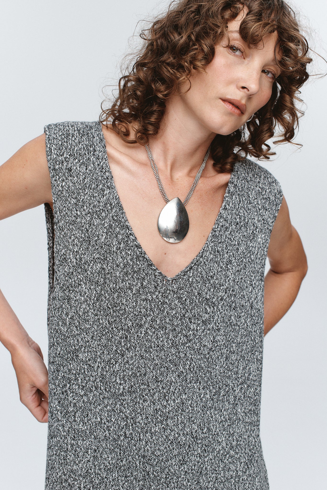 Marle | Iris Dress - Black/Ivory Melange