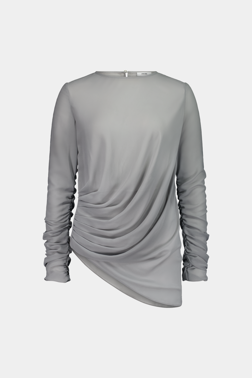 Rebe | Long Sleeve Draped Top - Ash
