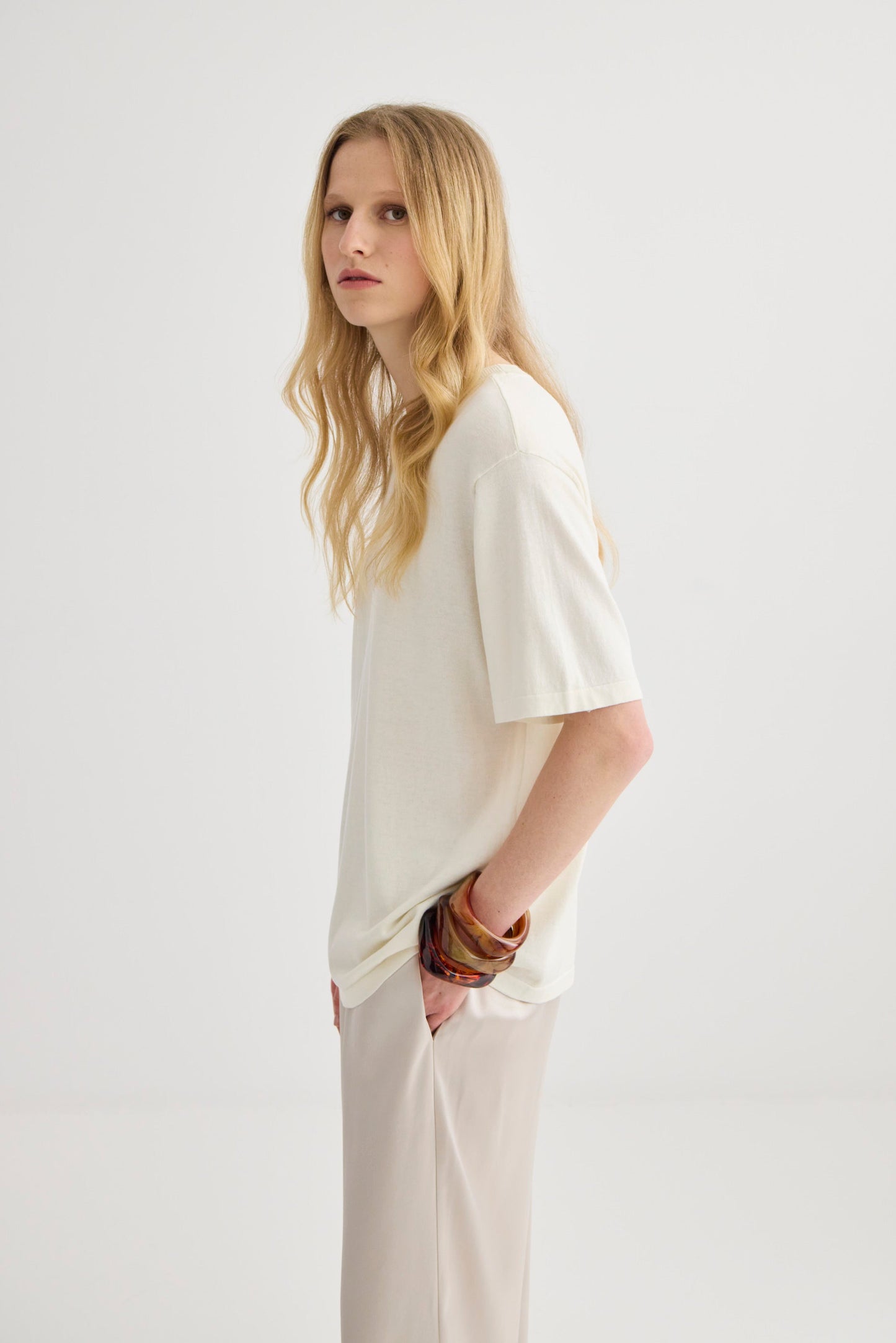 Laing | Short Sleeve Silk Blend Knit - Cream