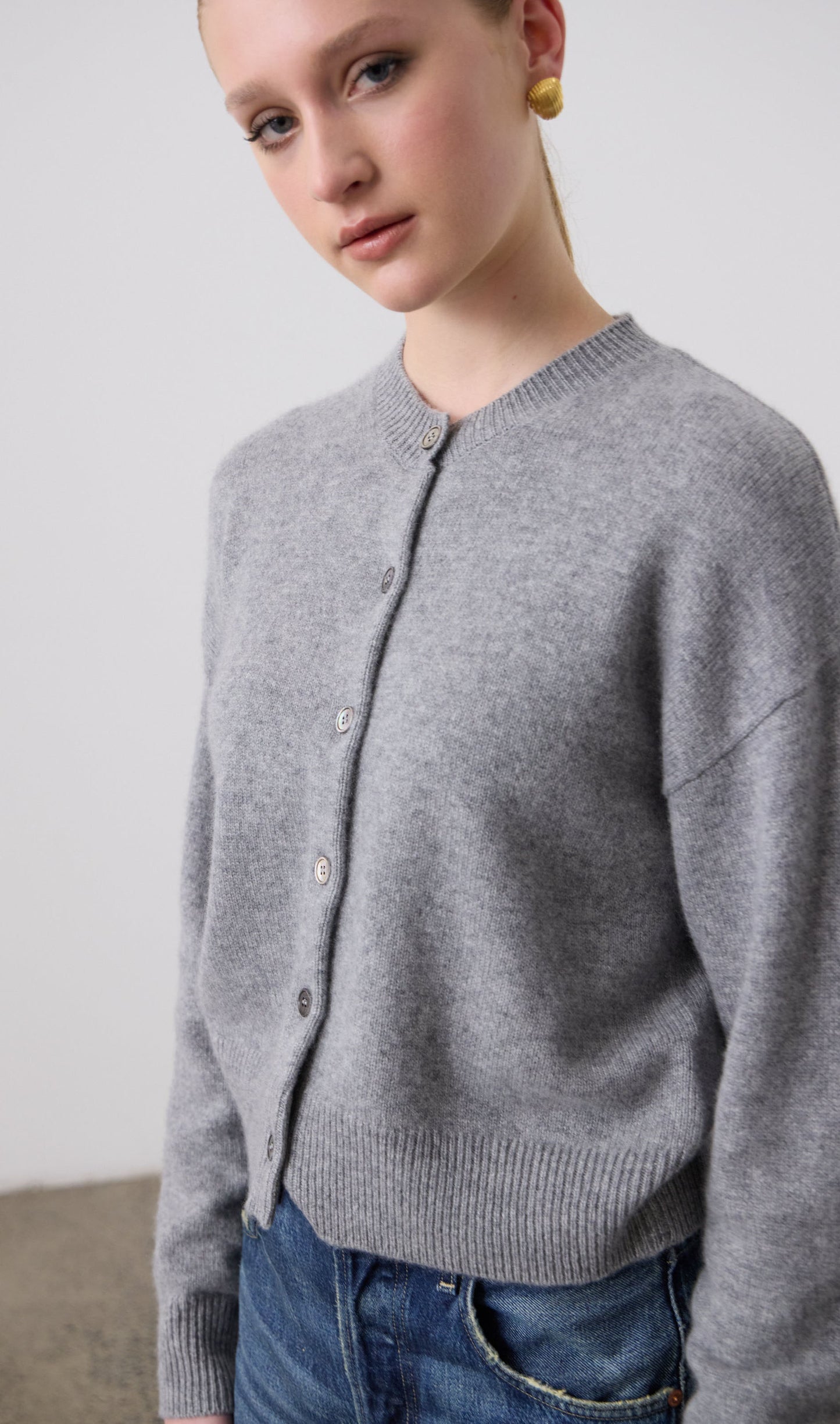 Laing | Boxy Cashmere Cardigan - Grey Marle