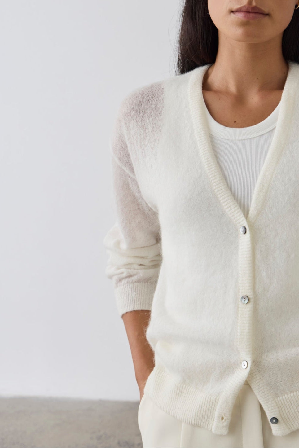 Laing | Fine Alpaca Cardigan - Cream