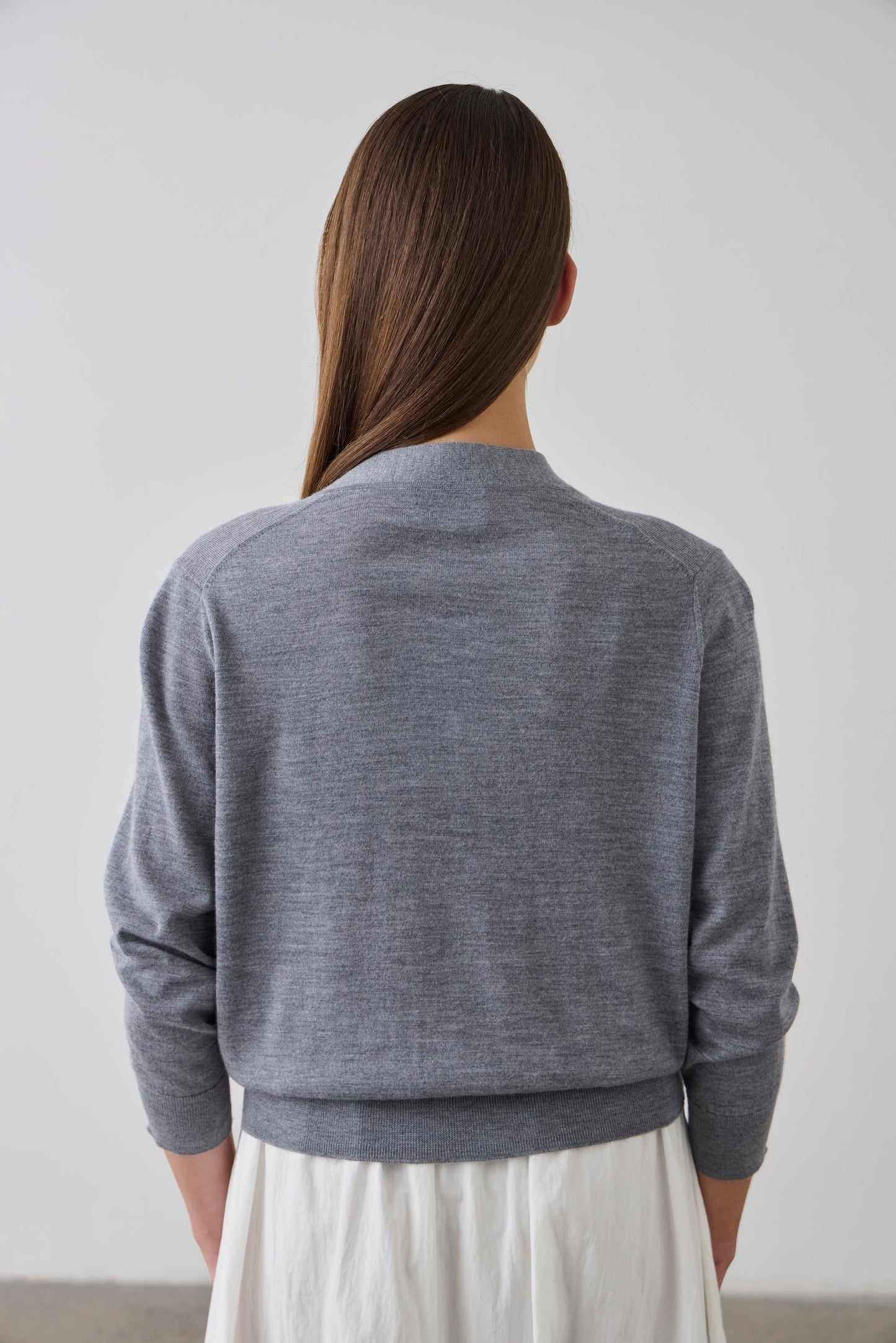 Laing | Merino V Neck Cardi - Grey Marle