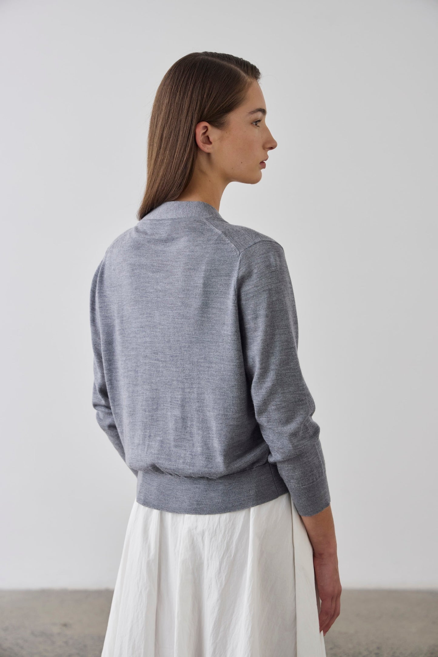 Laing | Merino V Neck Cardi - Grey Marle