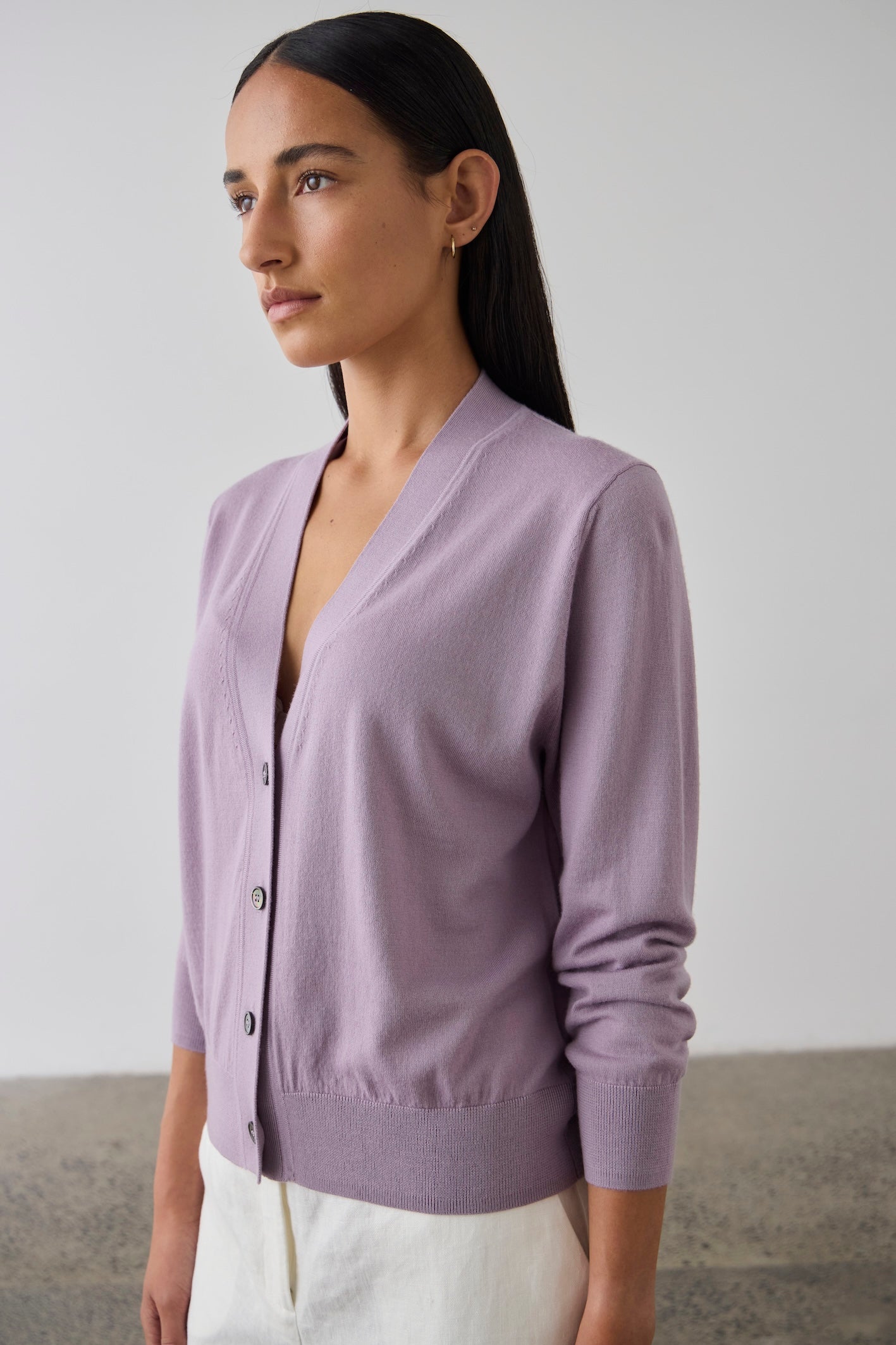 Laing | Merino V Neck Cardigan - Iris