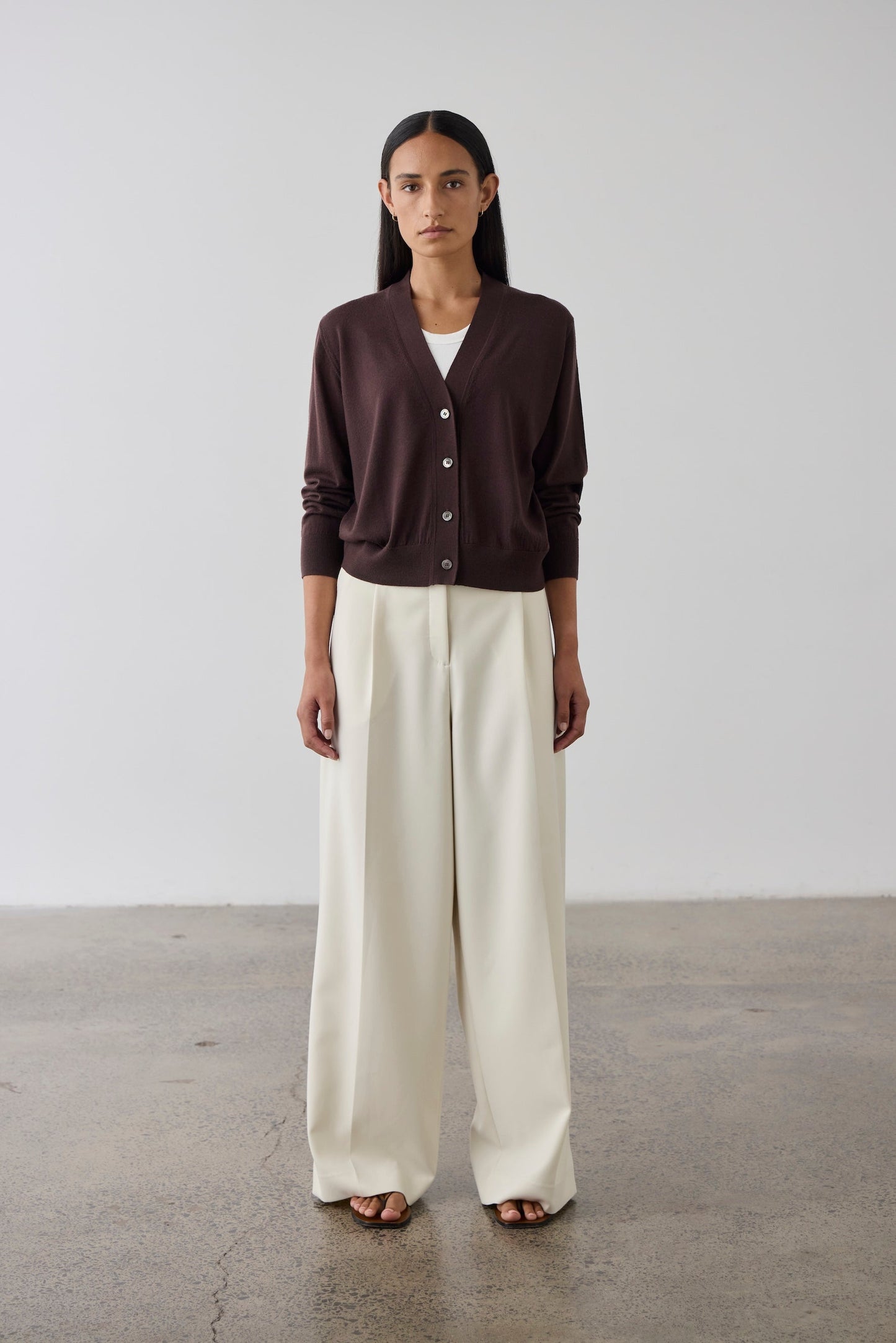 Laing | Merino V Neck Cardigan - Dark Bordeaux