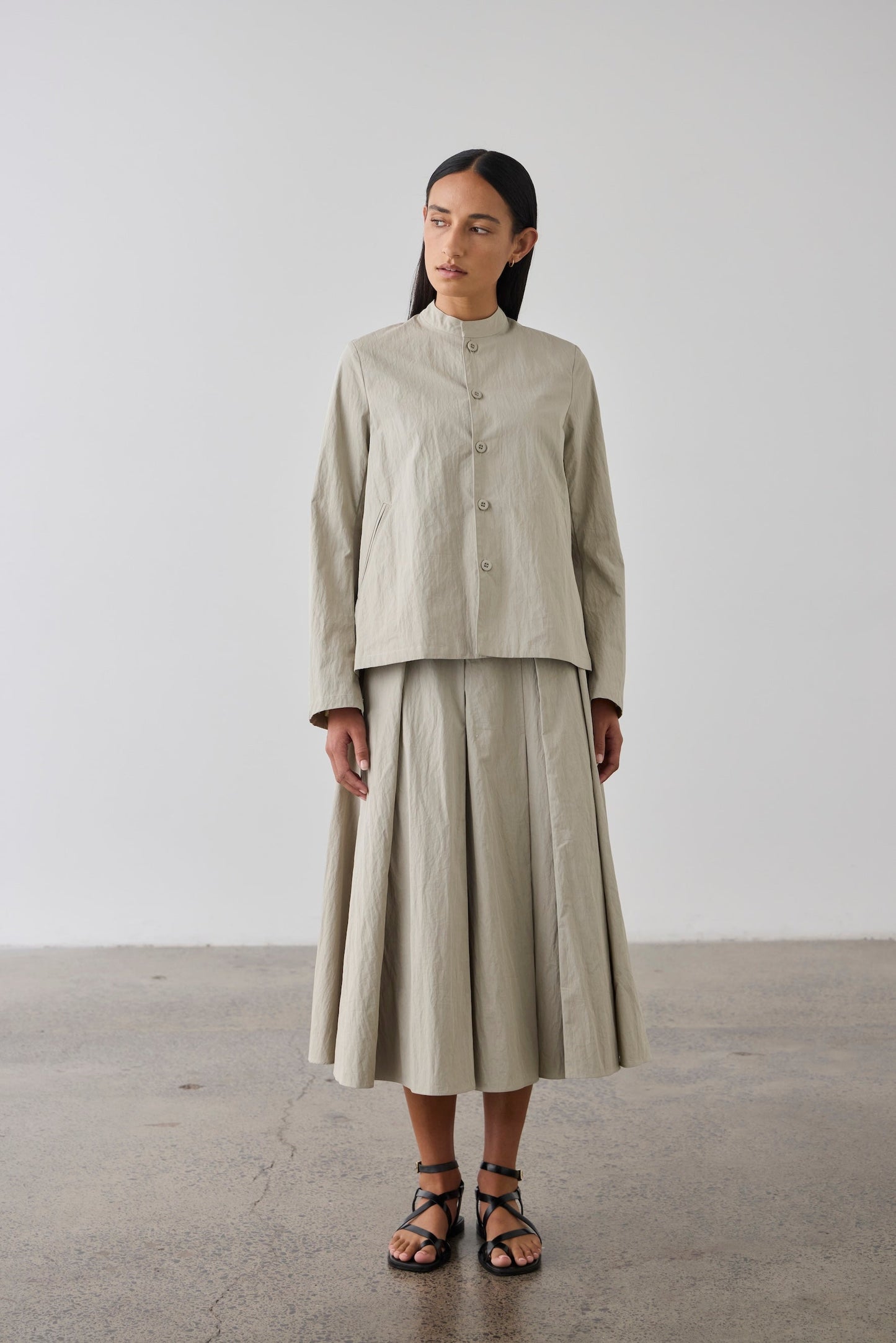 Laing | Mandarin Shirt Jacket - Pale Sage