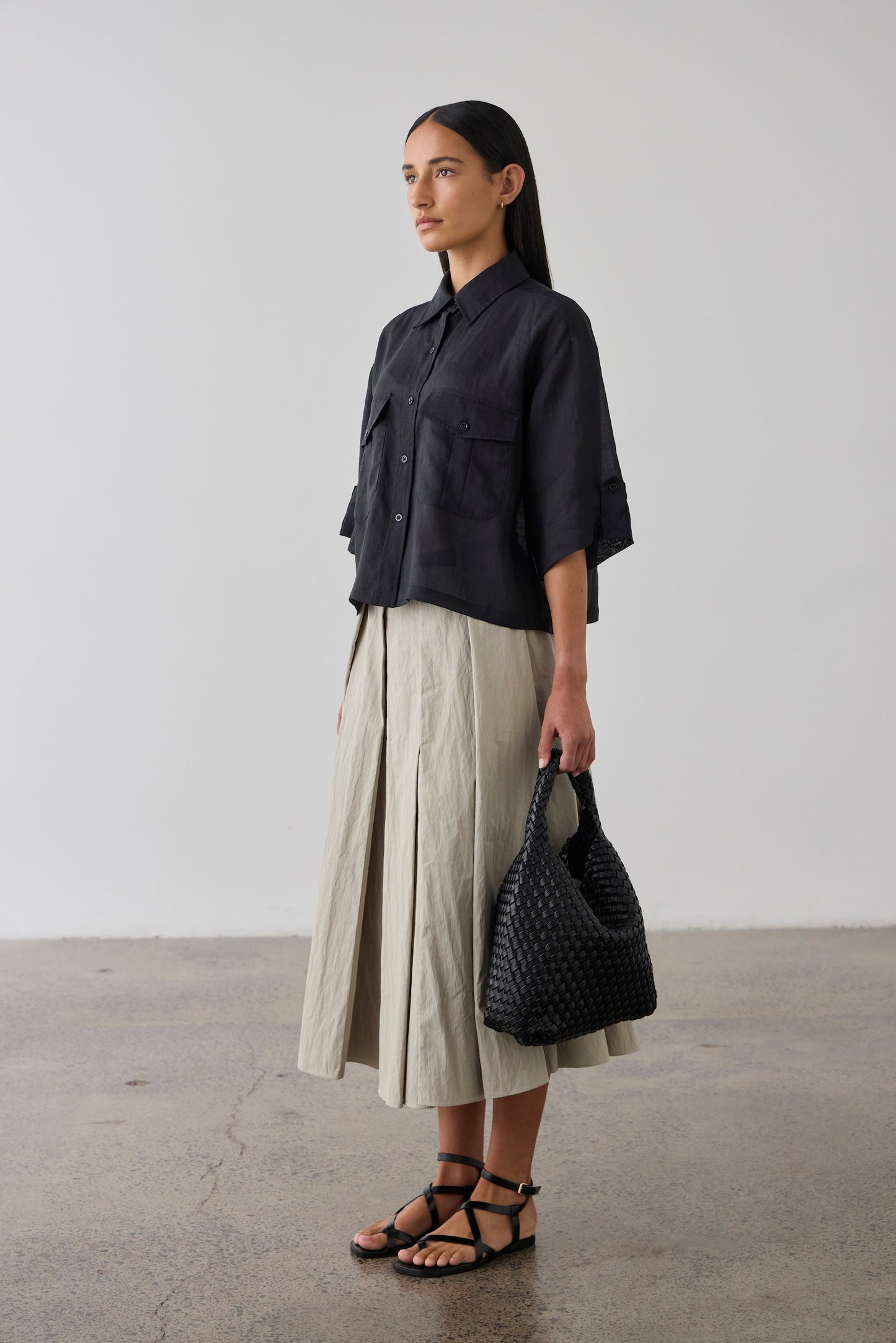 Laing | Full Pleated Skirt - Pale Sage
