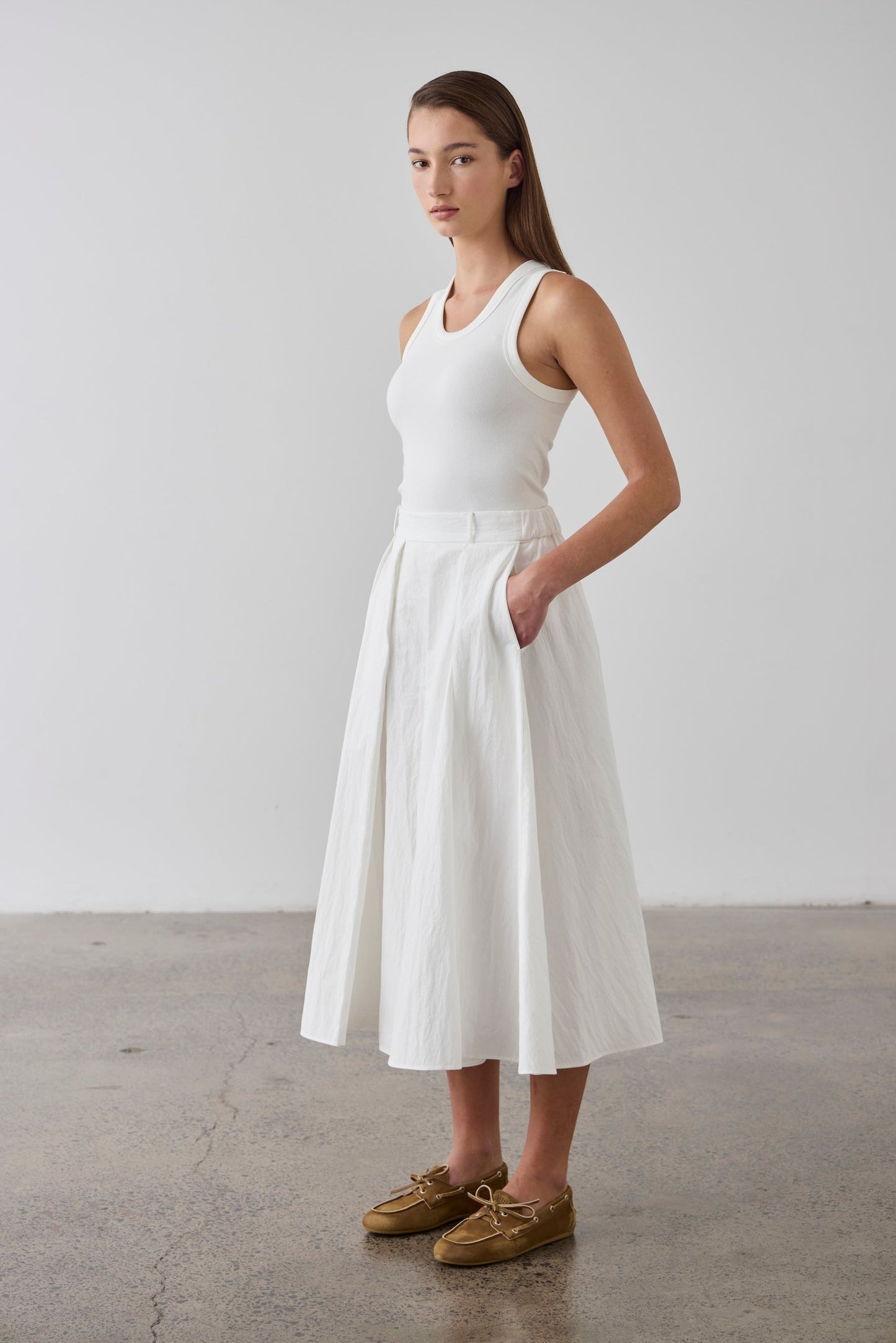 Laing | Full Pleated Skirt - White