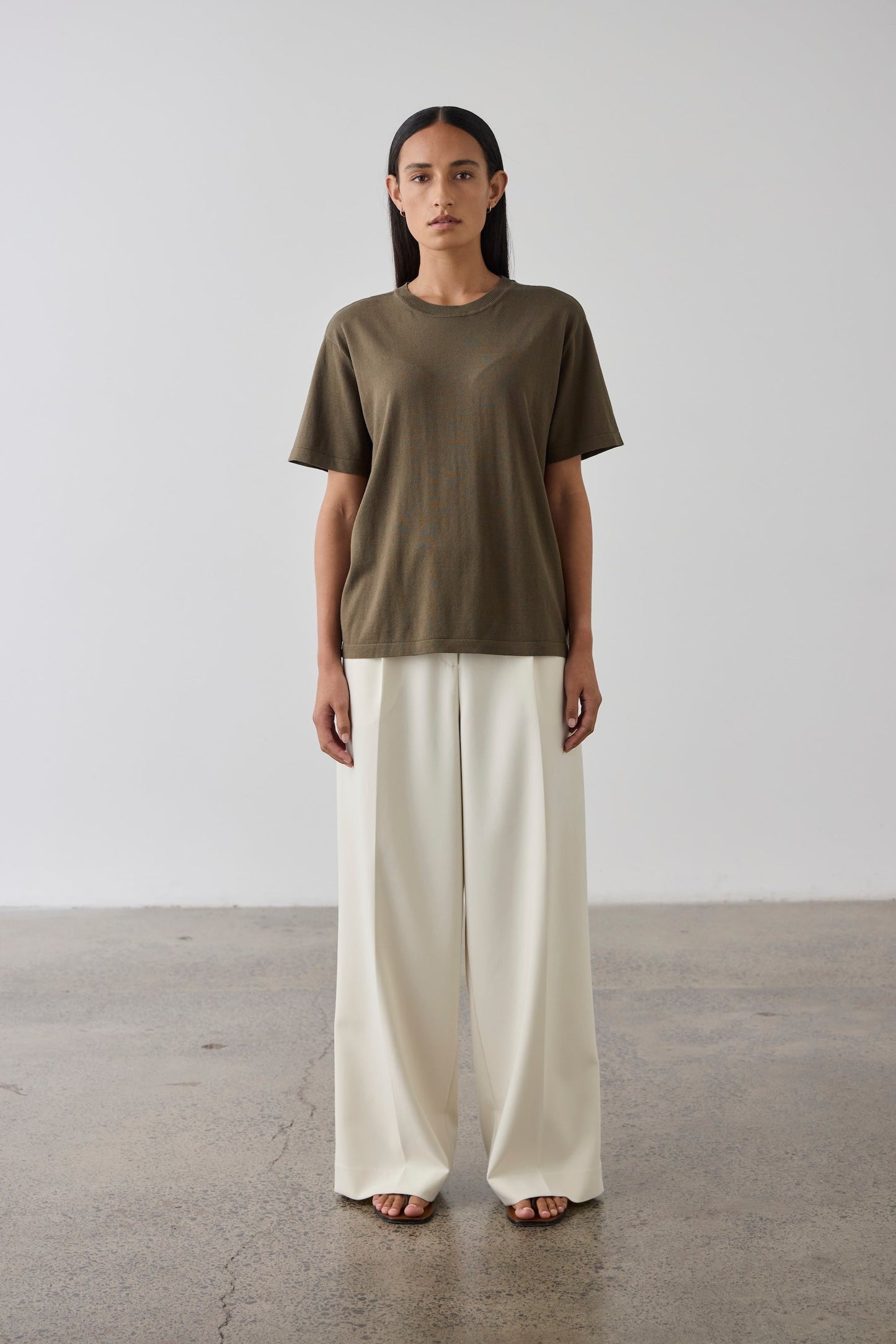 Laing | Short Sleeve Silk Blend Knit - Khaki
