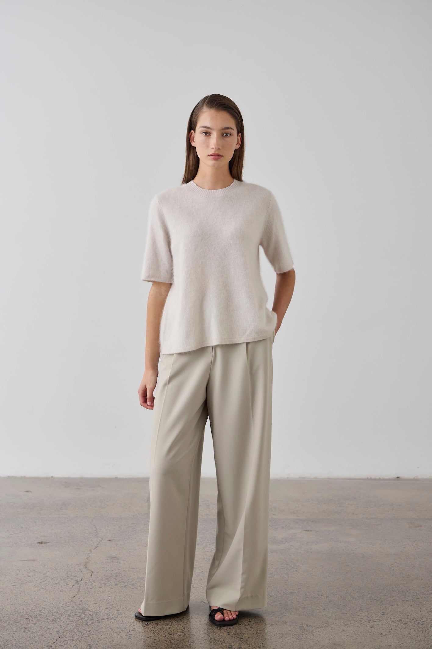 Laing | Brushed Cashmere Tee - Stone