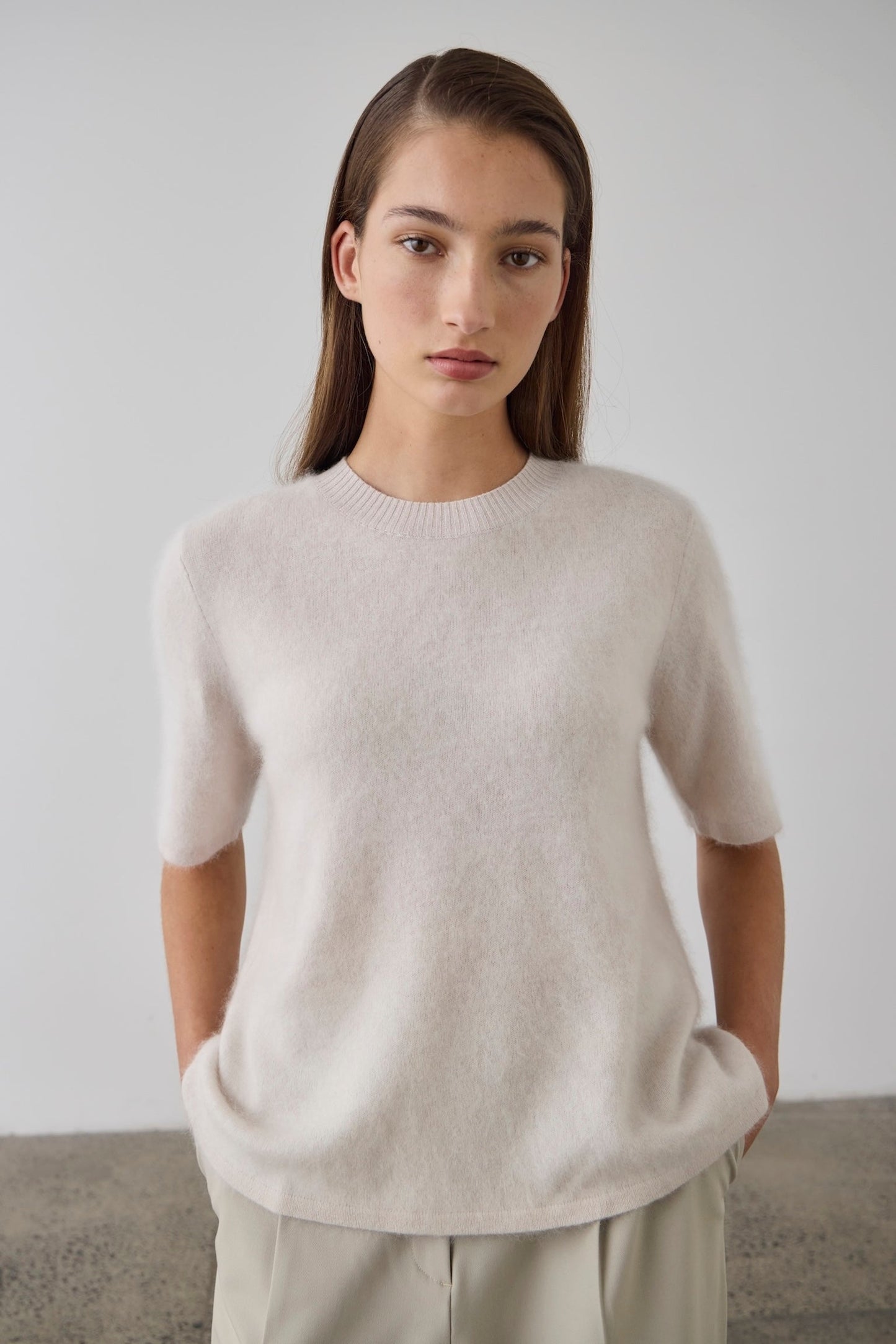 Laing | Brushed Cashmere Tee - Stone