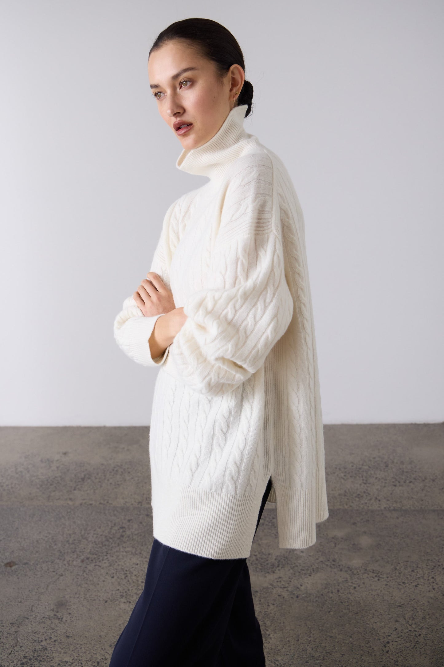 Laing | Slouchy Cable Knit Sweater - Cream