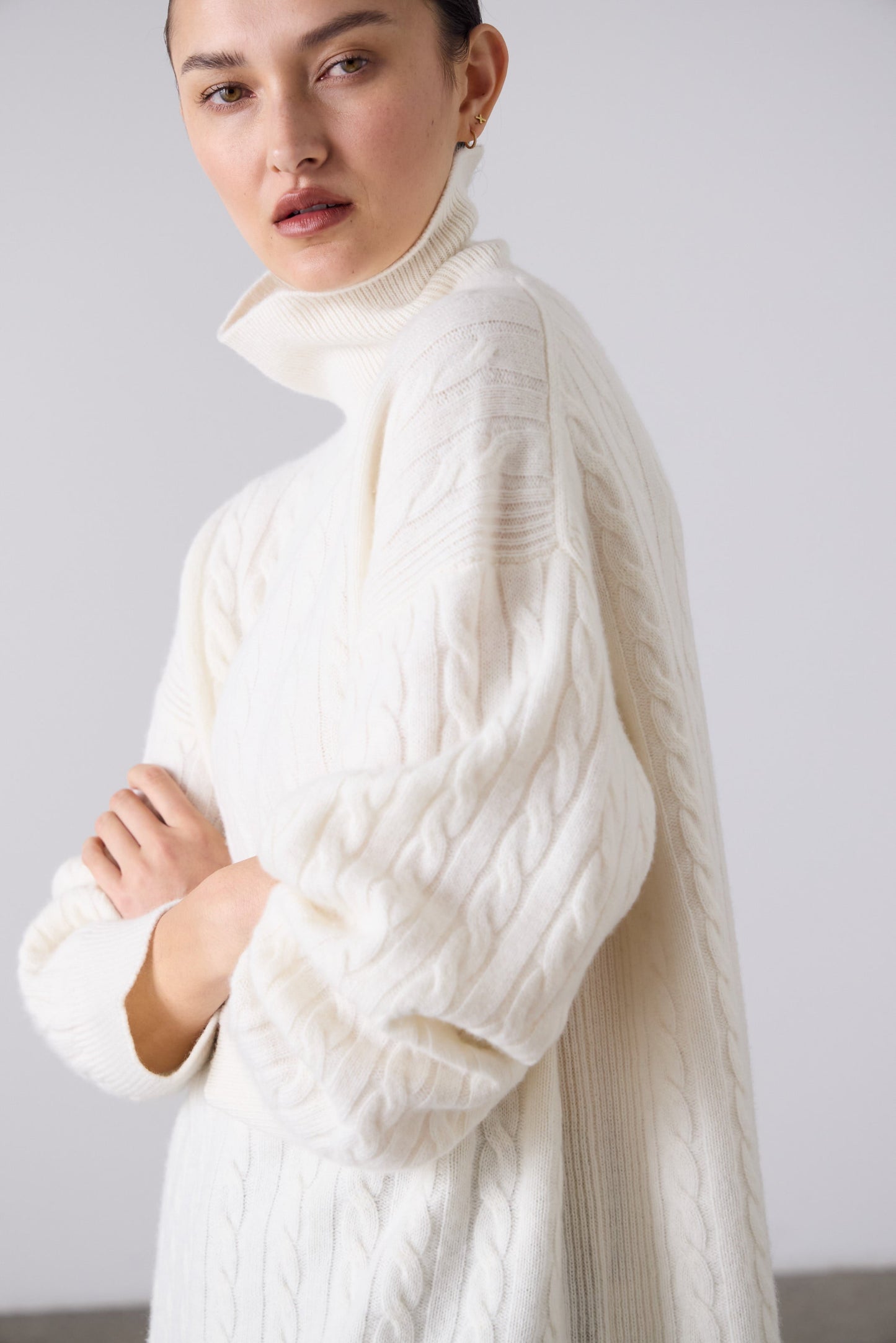 Laing | Slouchy Cable Knit Sweater - Cream