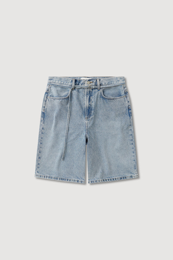 Assembly Label | Loose Fit Long Denim Short - Mid Stone Wash