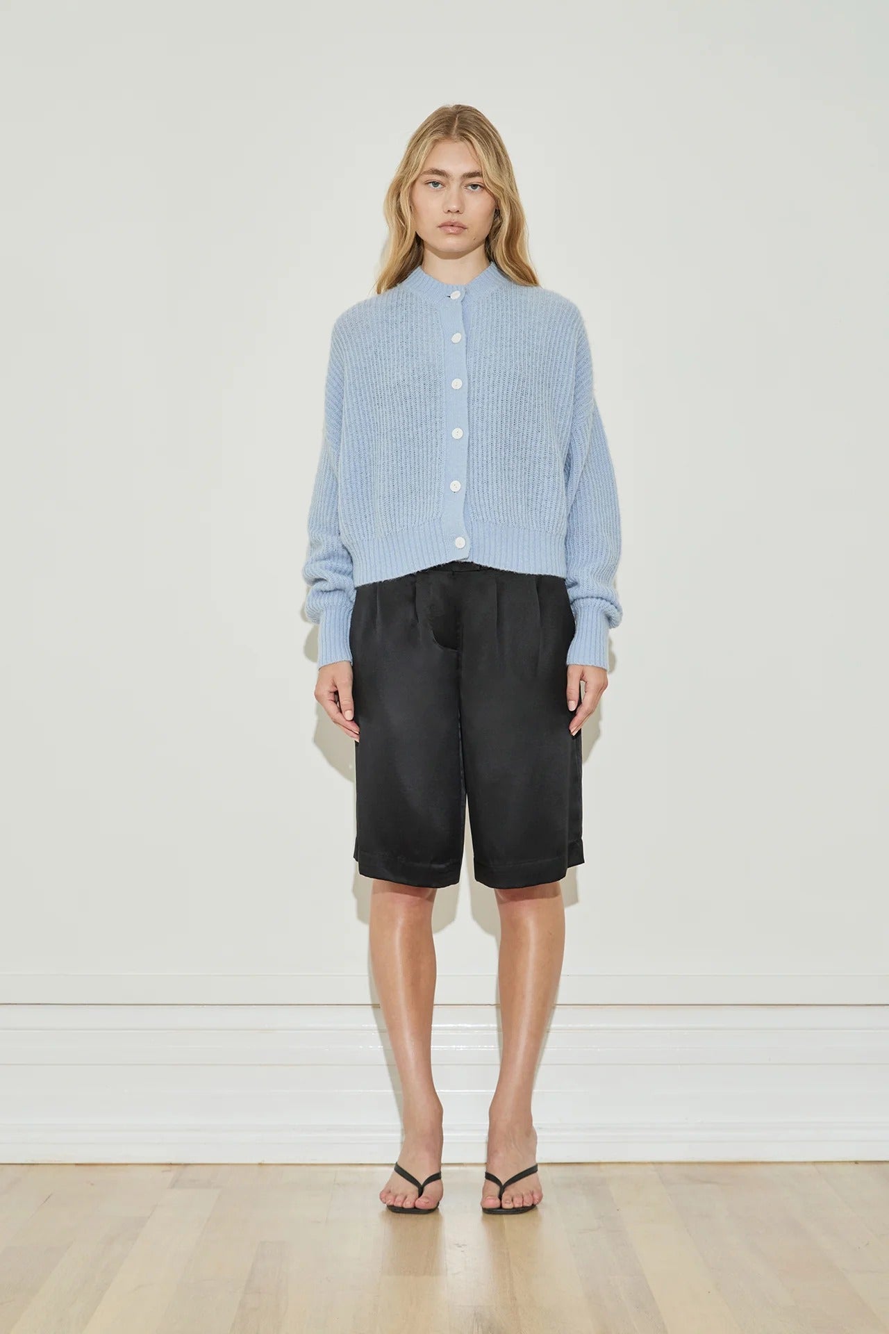 Maison Essentiele | Oversized Crew Neck Cardigan - Pale Blue