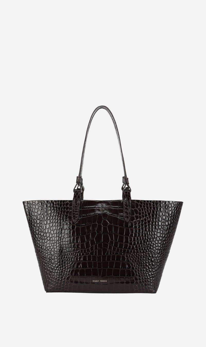 Deadly Ponies | Mr Bandit Tote - Espresso Croc