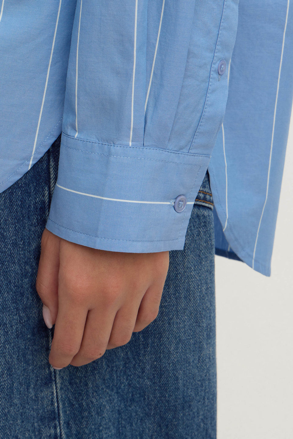 Assembly Label | Marcia Stripe Long Sleeve Shirt - Blue White Stripe
