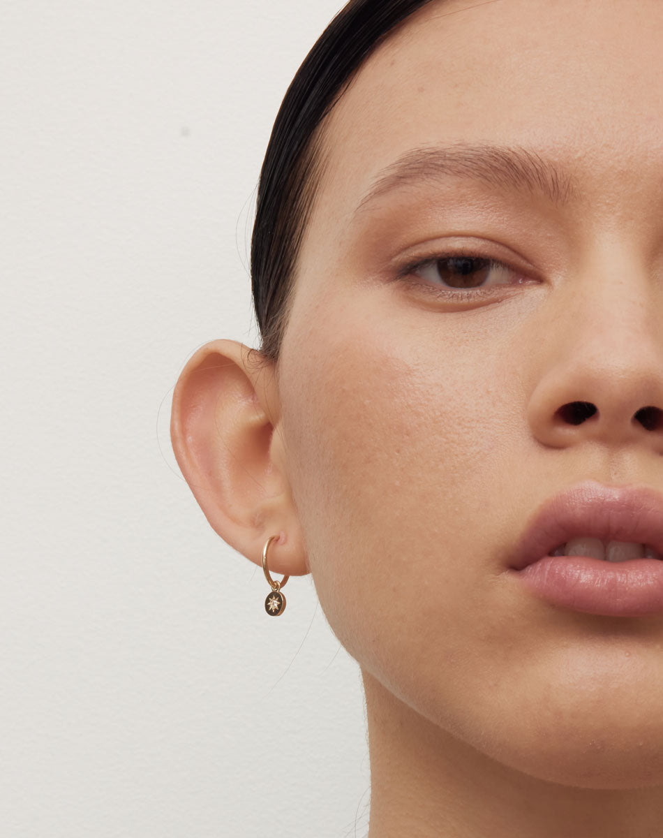 Meadowlark | Lulu Signature Hoops - Gold Plated/White Diamond