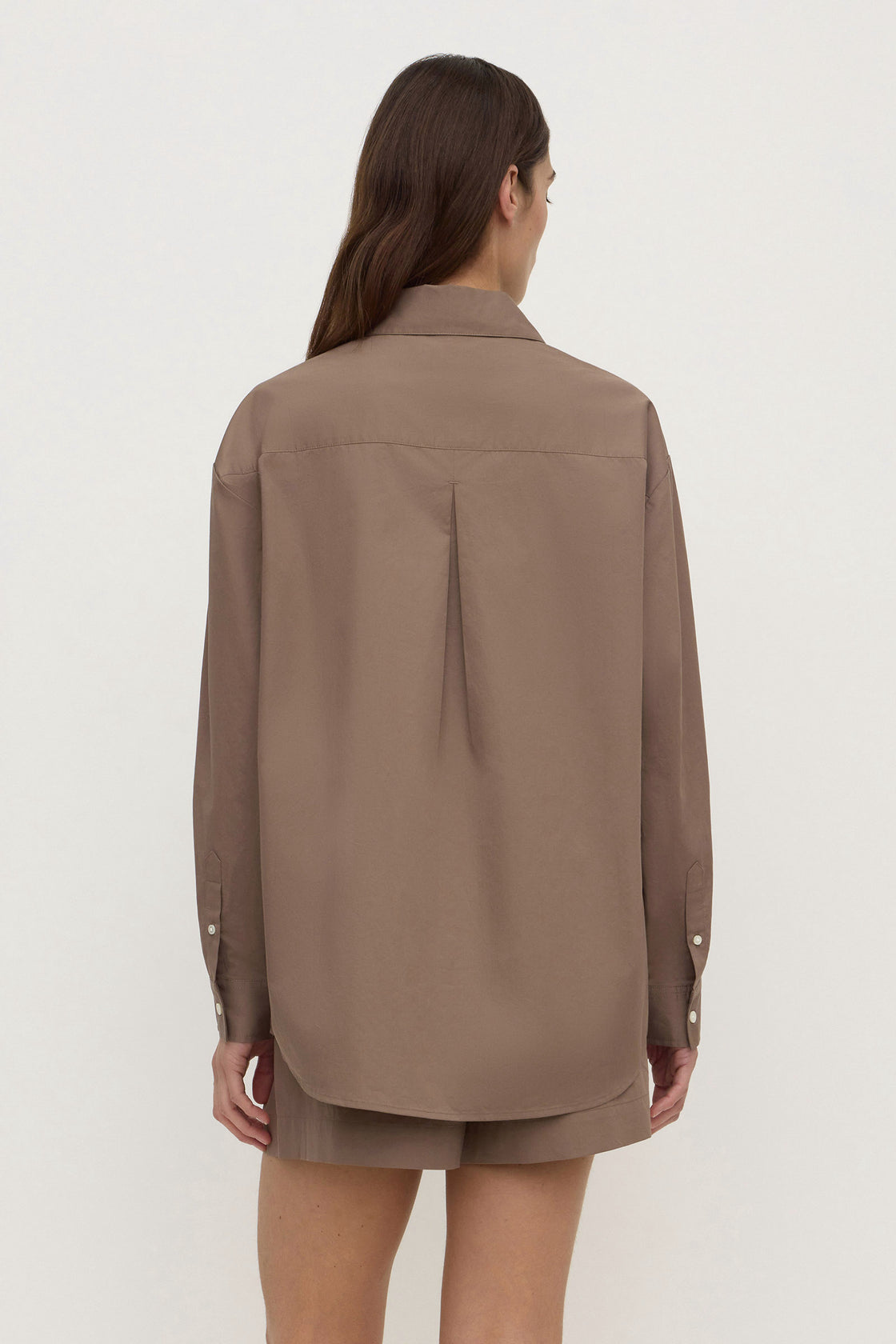 Assembly Label | Micha Poplin Long Sleeve Shirt - Dark Sand