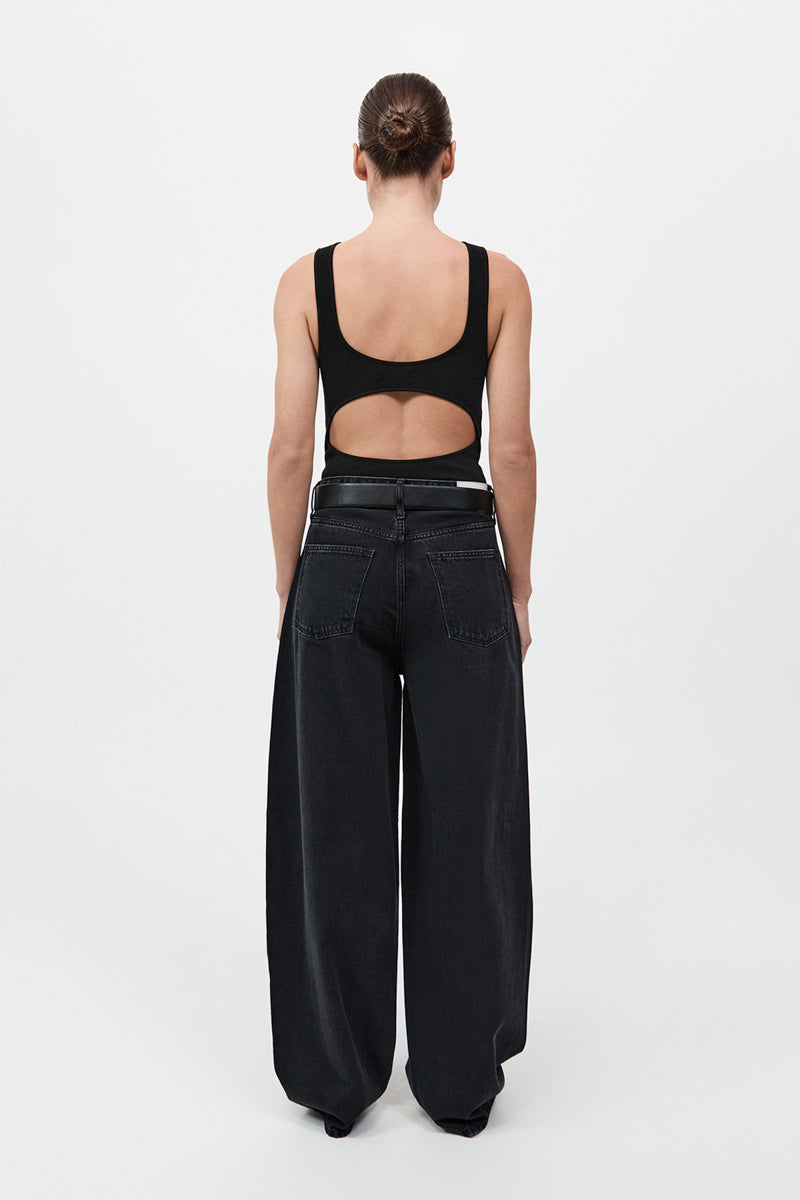St Agni | Mid Rise Balloon Jeans by Outland Denim - Washed Black