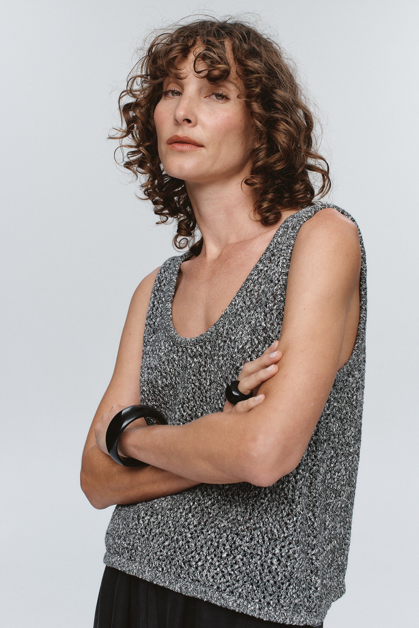 Marle | Nova Top - Black/Ivory Melange