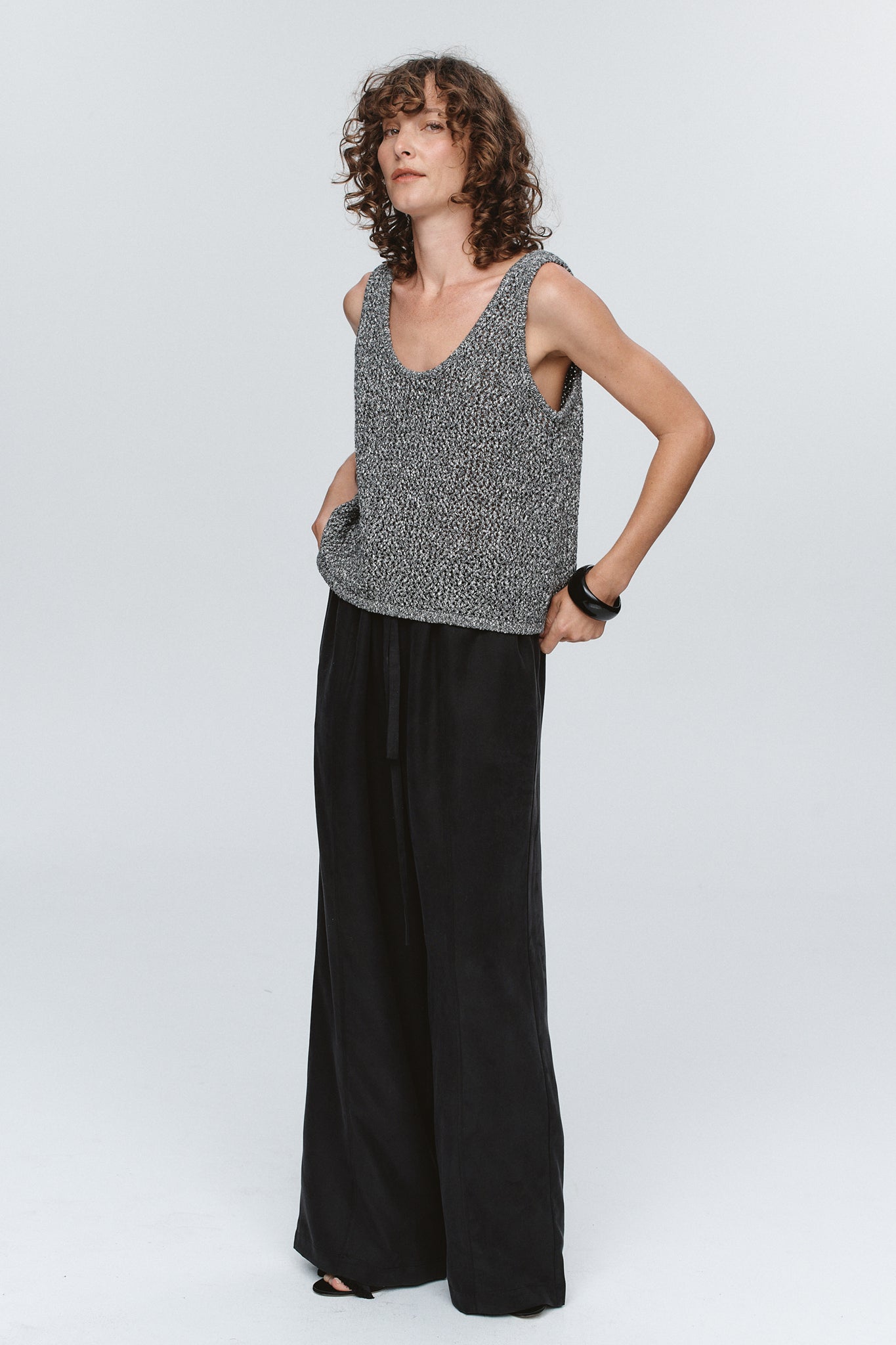 Marle | Nova Top - Black/Ivory Melange