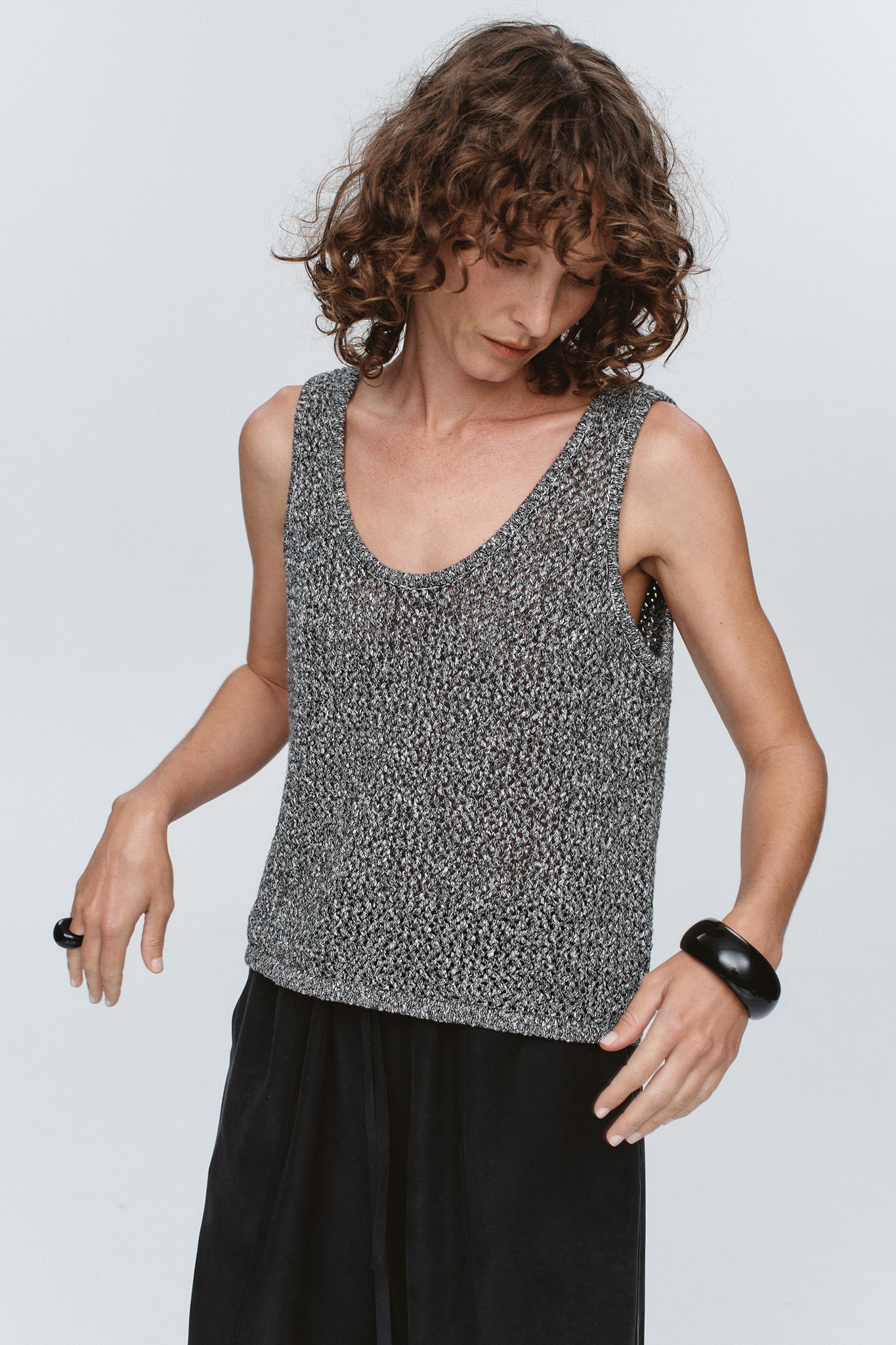 Marle | Nova Top - Black/Ivory Melange