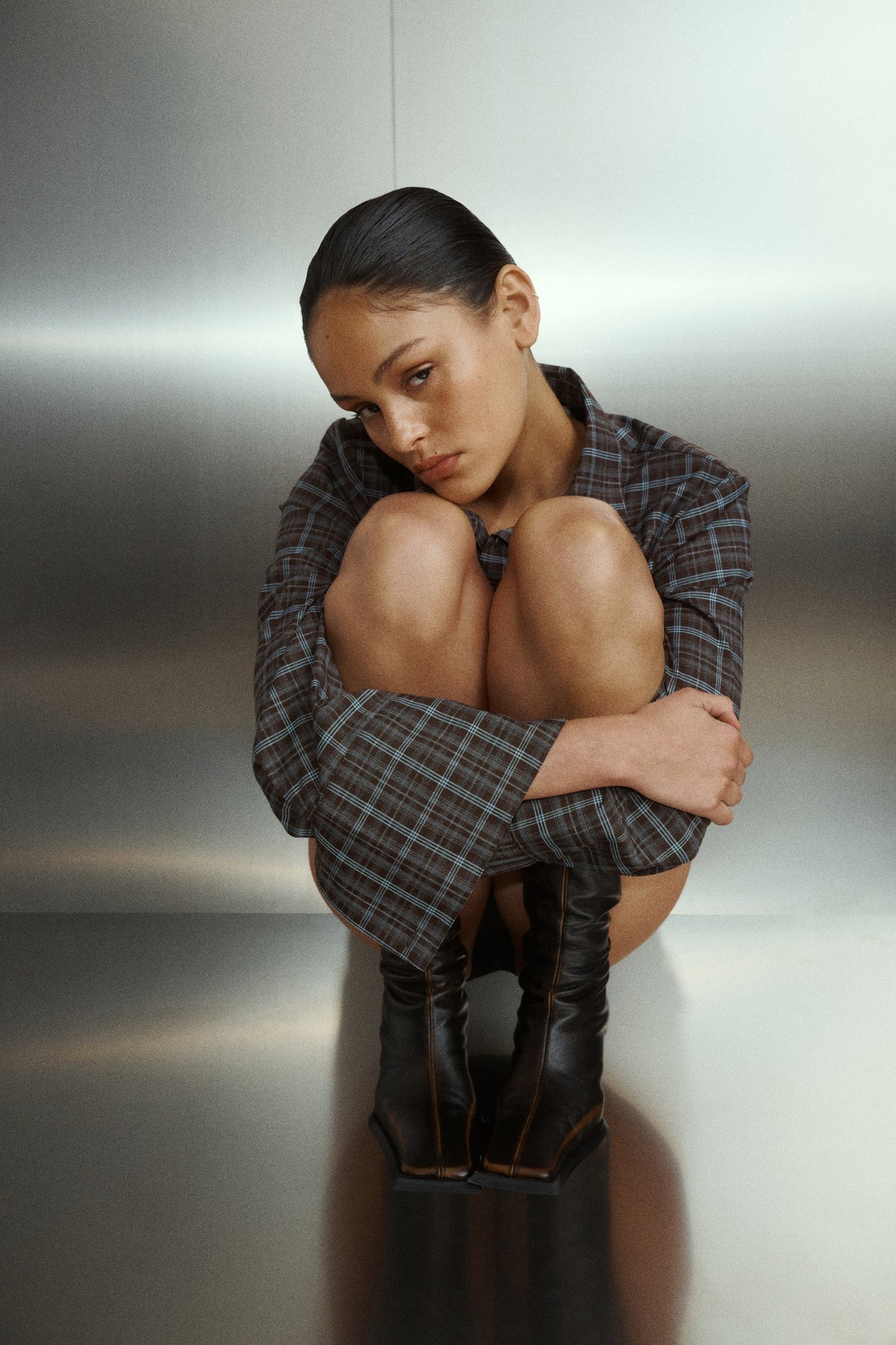 One Of Others | Juno Shirt - Brown / Blue Plaid