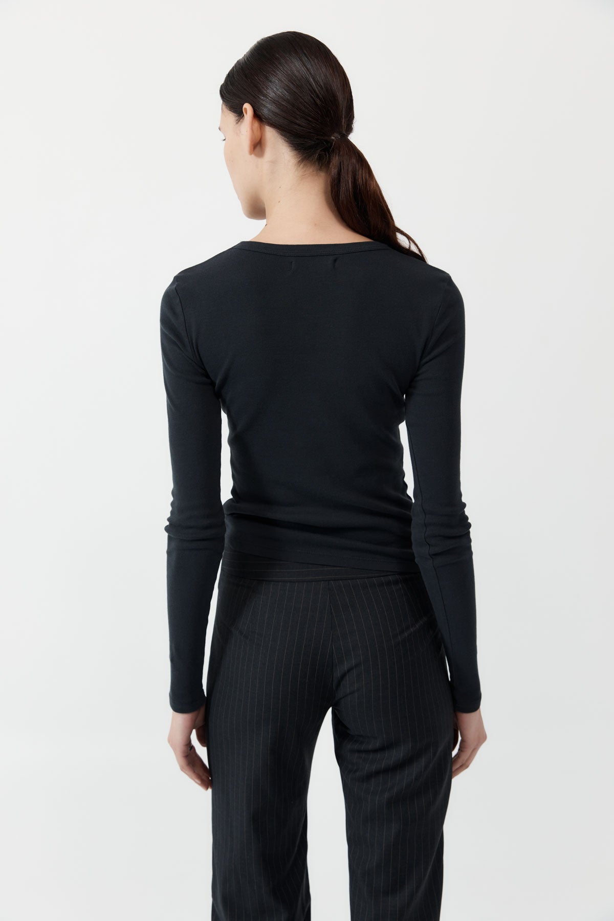 St Agni | Organic Cotton Long Sleeve Top - Jet Black