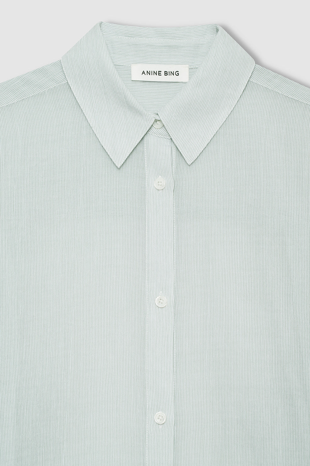 Anine Bing | Plaza Shirt - Green & White Mini Stripe