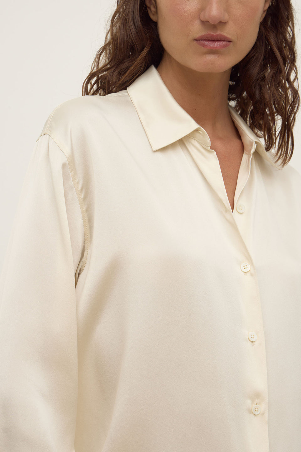 Assembly Label | Pippa Silk Long Sleeve Shirt - Cream