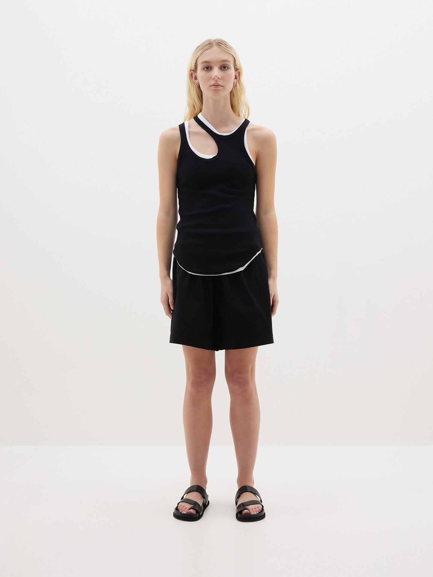 Bassike | Stretch Cotton Tennis Short - Black