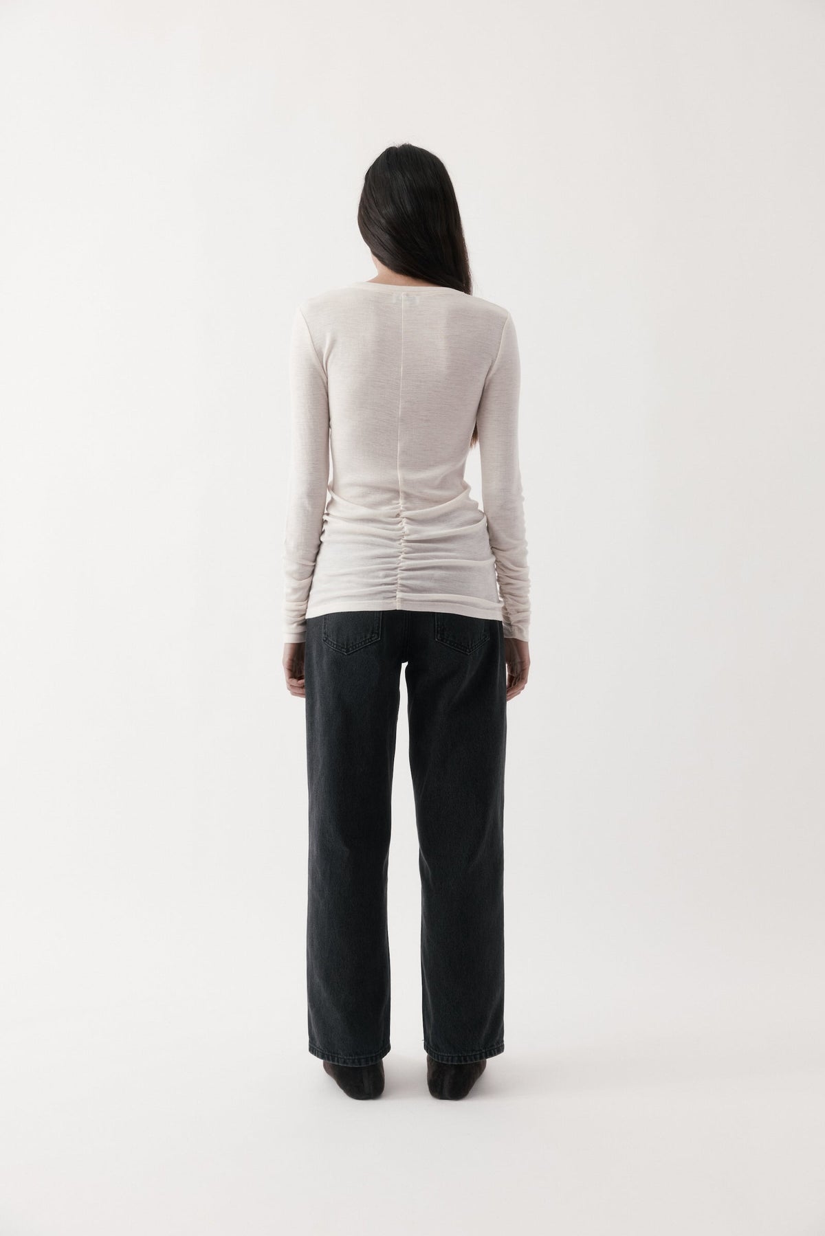 Rebe | Ruched Long Sleeve Merino - Ivory