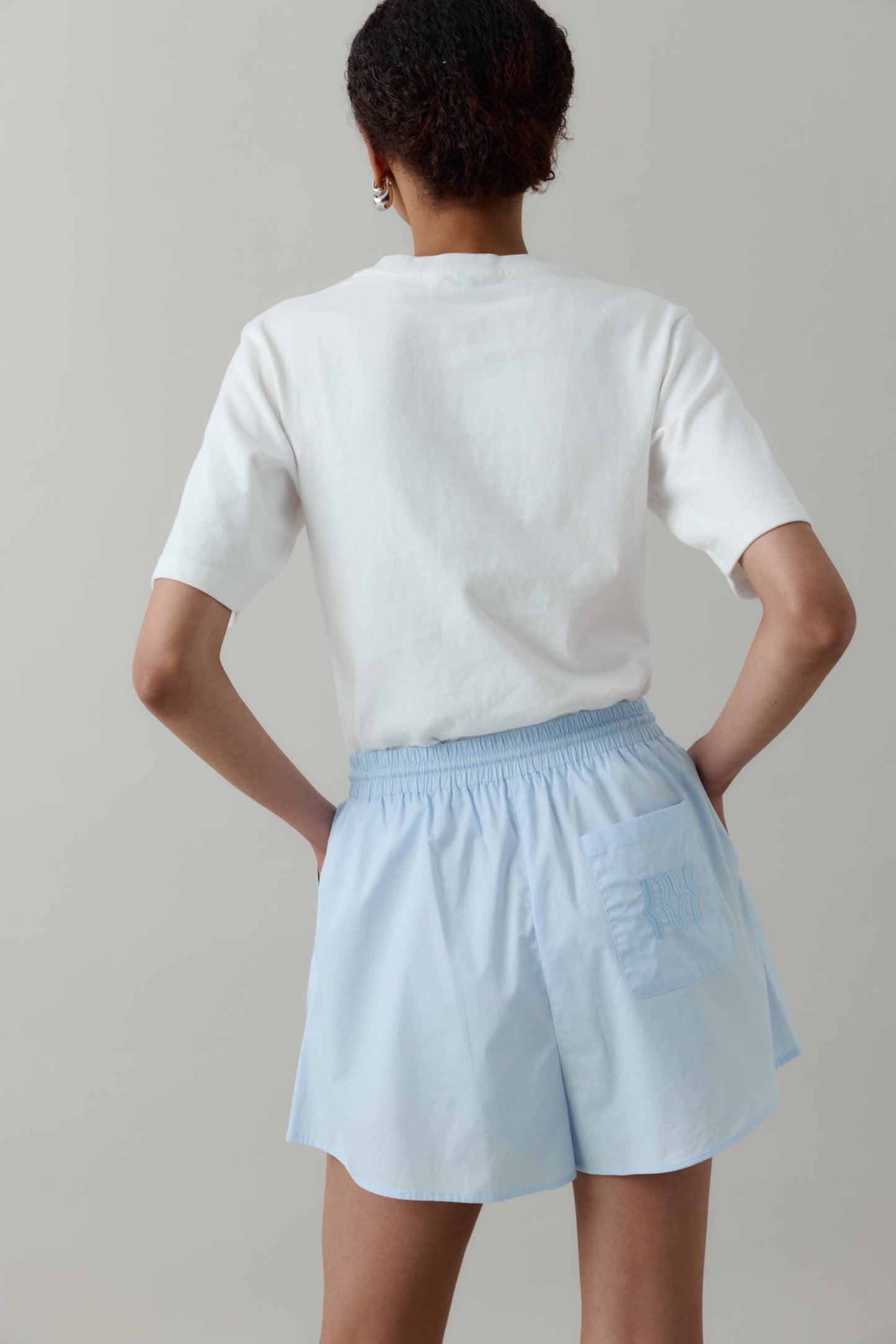 Rebe | Cotton Drawstring Shorts - Blue
