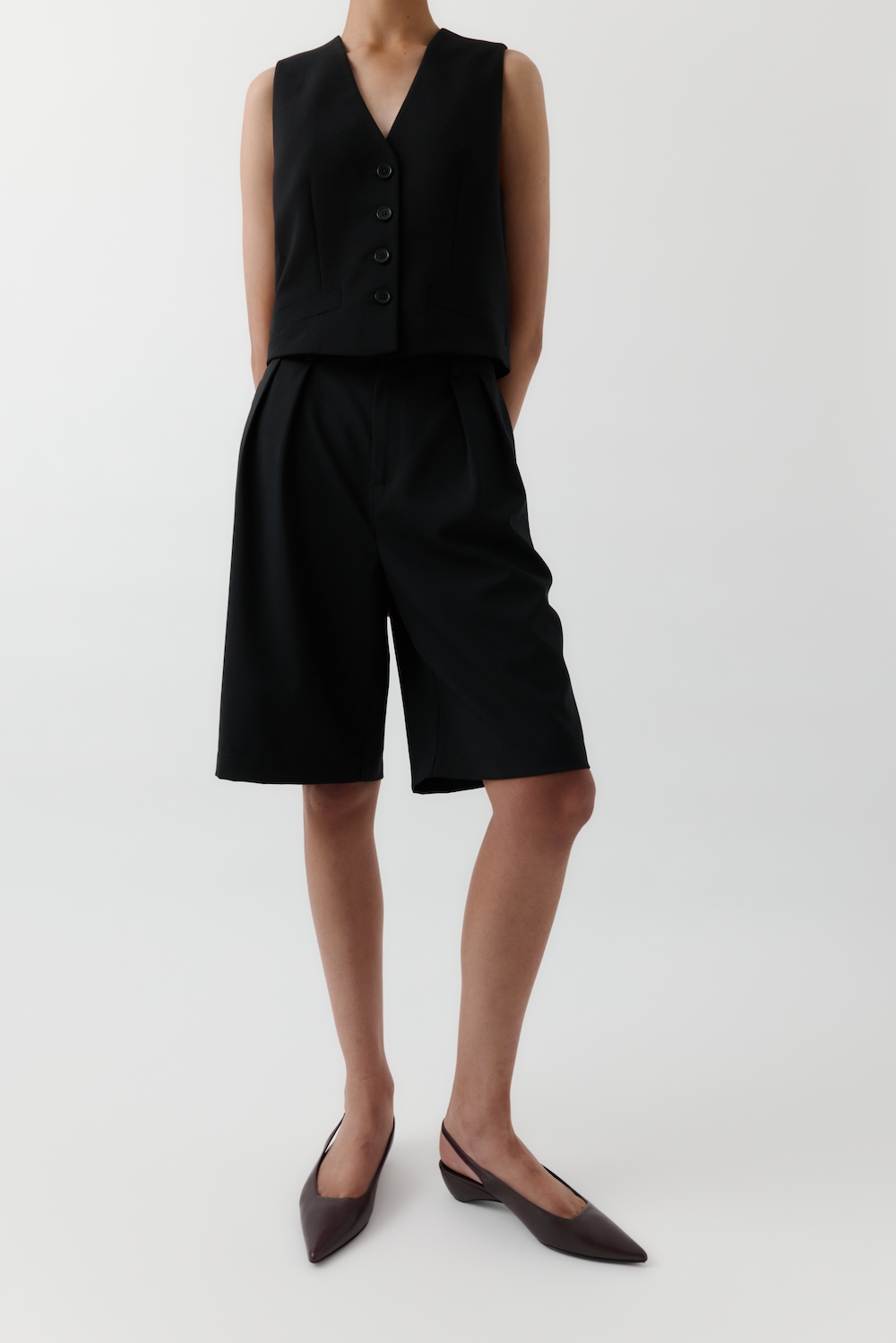 Rebe | Double Pleated Shorts - Black
