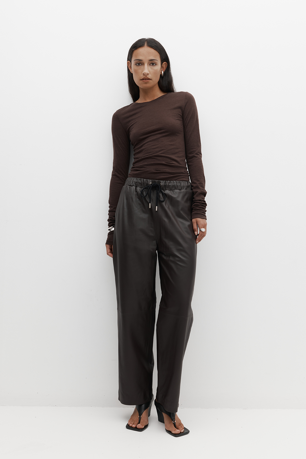 Rebe | Merino Ruched LS Tee - Balsamic