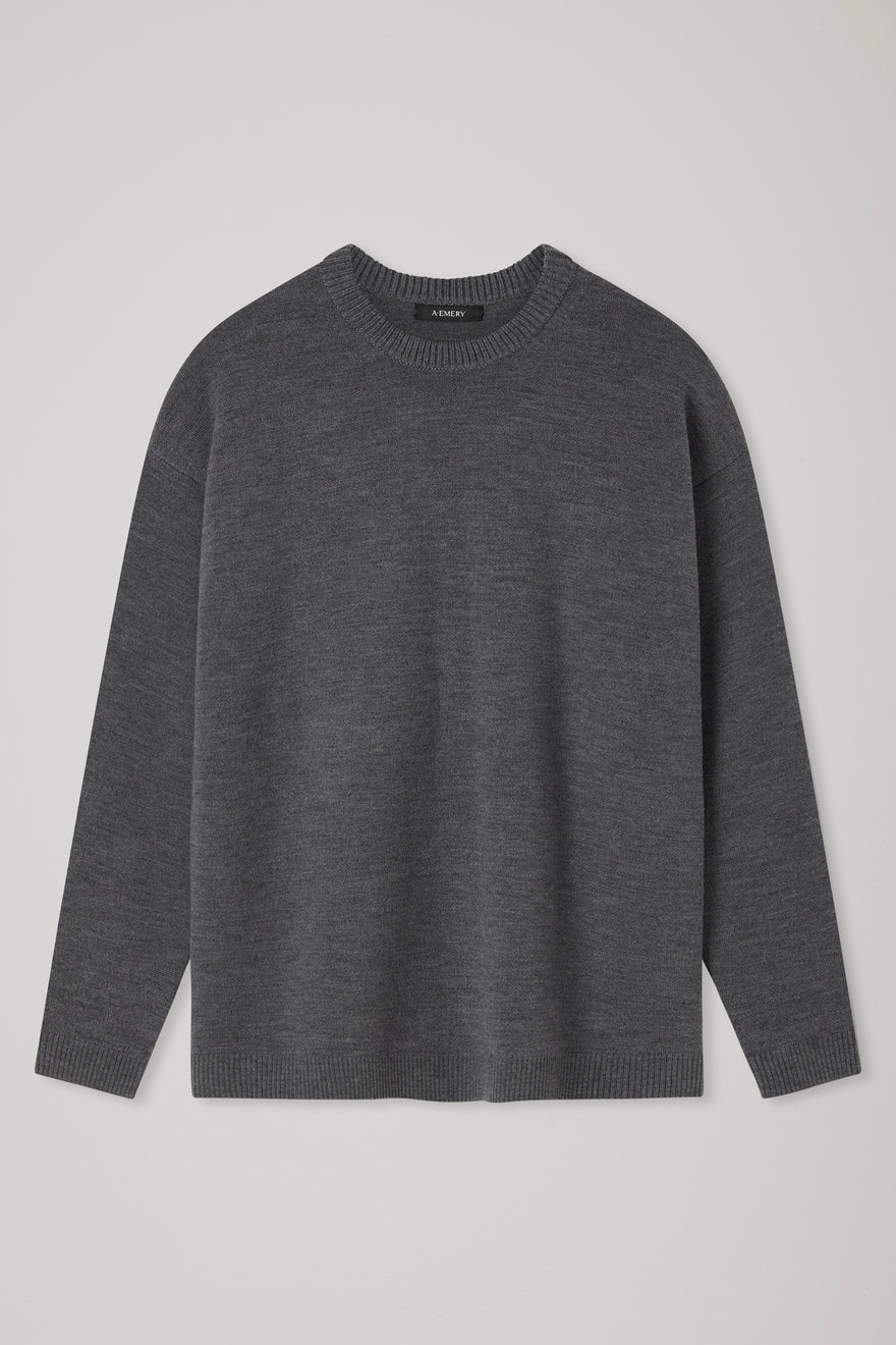 A.Emery | Reid Crew Knit - Mid Grey Melange