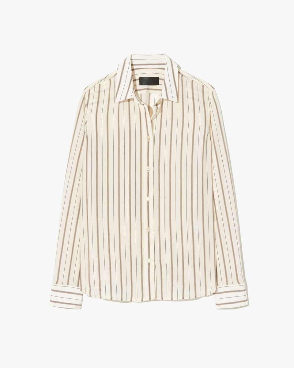 Nili Lotan | Gaia Slim Shirt - Brandy Stripe